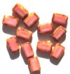 15 12mm Opaque Satin Pink w/ Speckled Edges Rectangle Window Beads
